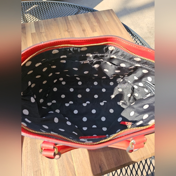 Anne Klein Red Satchel Shoulder Bag with Crossbody Strap Gold Hardware - Picture 7 of 14